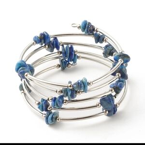 Natural lapis lazuli Gem Stone Layered bangle Wrap bracelet Balancing Amulet